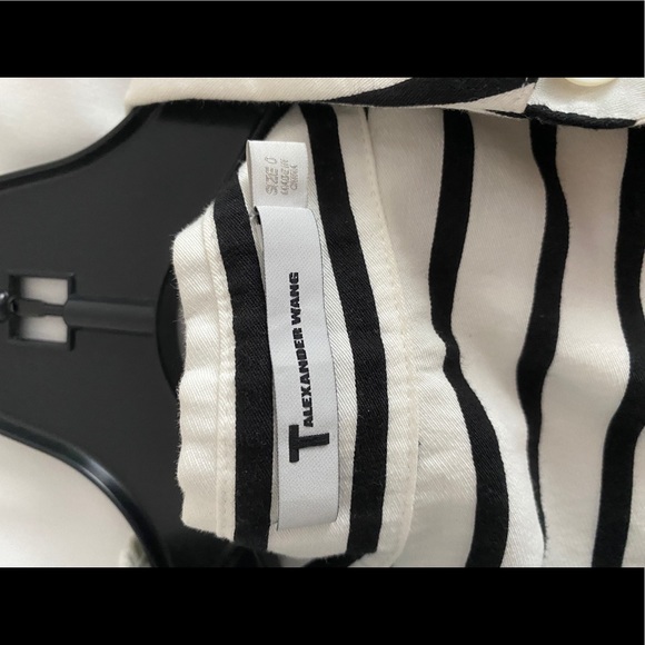 T Alexander Wang Striped Twist Front Crop Shirt 0 - Picture 5 of 6